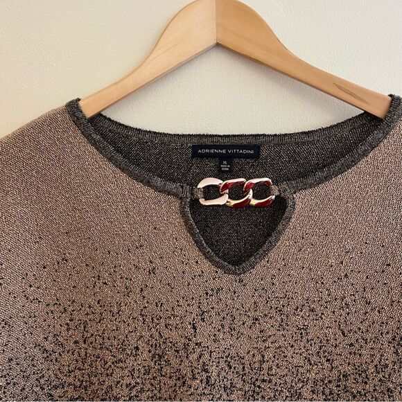 Rose Gold ADRIENNE VITTADINI Elbow Sleeve Dolman Sweater w/Chainlink Keyhole XL - Picture 8 of 12